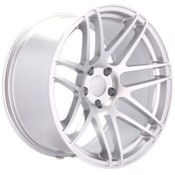 Picture of a Haxer HX020 Silver wheel. Picture taken front side.